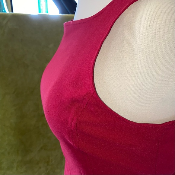 90s Express Stretch Sheath Dress sleeveless garnet red sz 12 like new - Picture 7 of 12